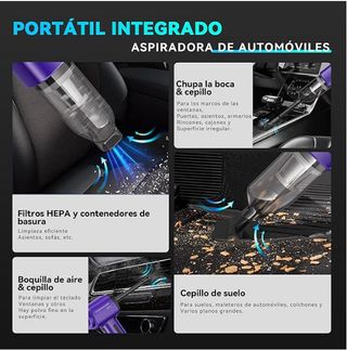 Aspirador de Mano, 28000Pa Mini Aspirador Recargab