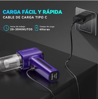 Aspirador de Mano, 28000Pa Mini Aspirador Recargab