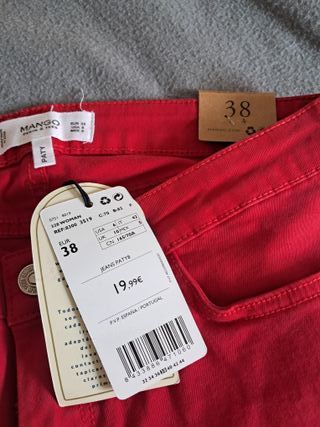 Vaqueros Mango Rojos Talla 36 Nuevos