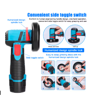 Amoladora 12V + 2 Baterías + Cargador + 5 Discos