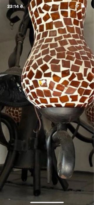 2 Lámparas rústicas de metal y cristal