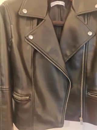 Cazadora Biker Mango Negra Talla S