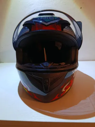 Casco moto integral diseño tigre y montañas