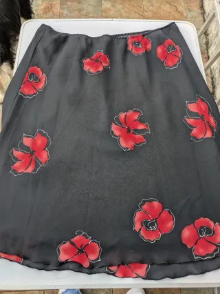 Falda midi vintage estampada flores talla 50