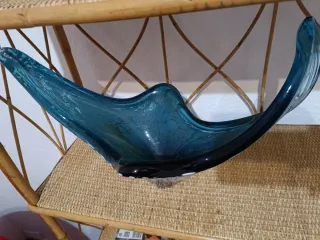 Centro de mesa cristal azul y blanco