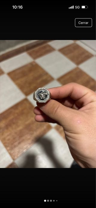 Anillo Versace Medusa Cara Negra Plata