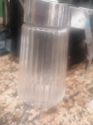 Azucarero antiguo cristal y metal