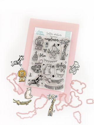Set Sellos y Troqueles Animales Cumpleaños
