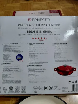 Cazuela de hierro fundido Ernesto roja 2L