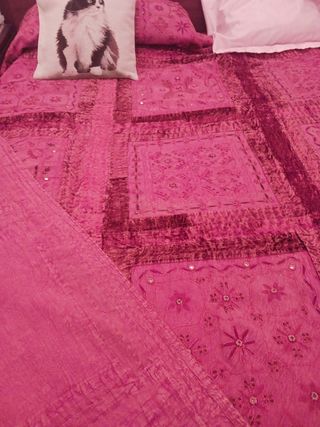 Colcha bordada y recamada espejos nueva