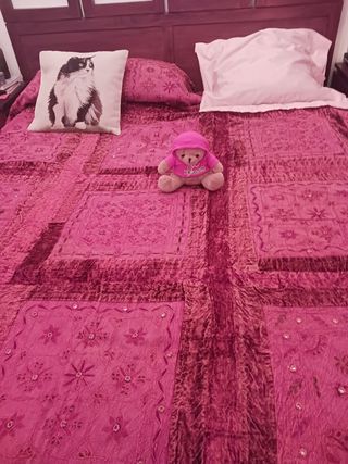 Colcha bordada y recamada espejos nueva