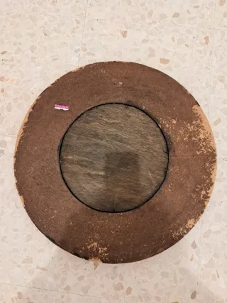 Espejo redondo madera dorado y verde