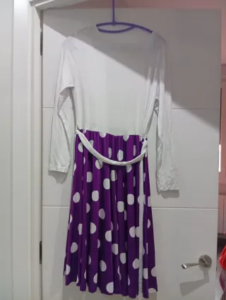 Vestido premamá lunares morado y blanco