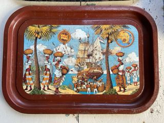 Coppia vassoi vintage caffè decorati