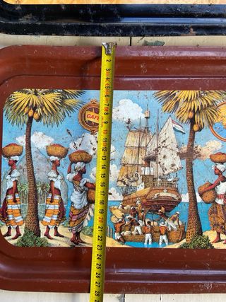 Coppia vassoi vintage caffè decorati