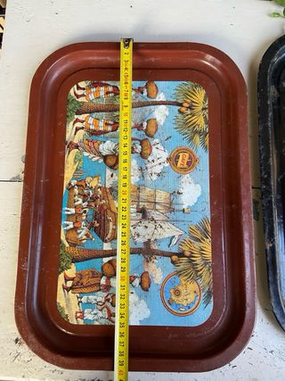 Coppia vassoi vintage caffè decorati