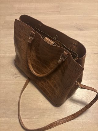 Bolso marrón efecto piel cocodrilo Cortefiel