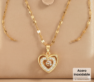Collar Corazón Cristal Acero Inoxidable