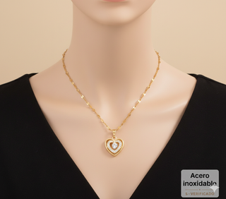 Collar Corazón Cristal Acero Inoxidable