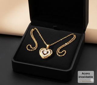 Collar Corazón Cristal Acero Inoxidable