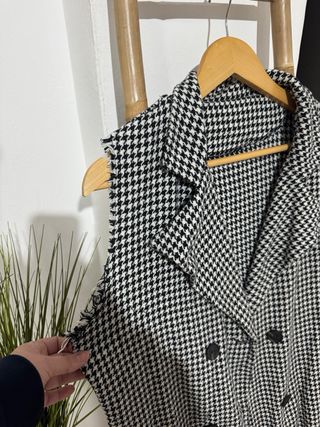 Chaleco largo estampado vichy