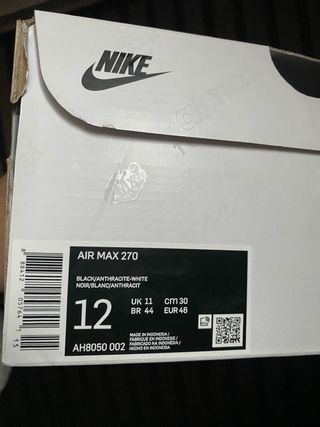 Nike Air Max 270 Talla 46 Negras Blancas