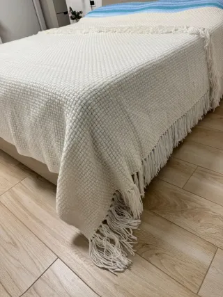 Coperta di lana matrimoniale con frange 230 x 230
