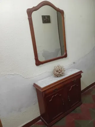 Recibidor Madera y Mármol + Espejo