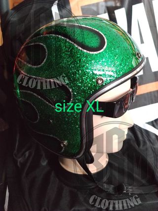 Casco flames green XL