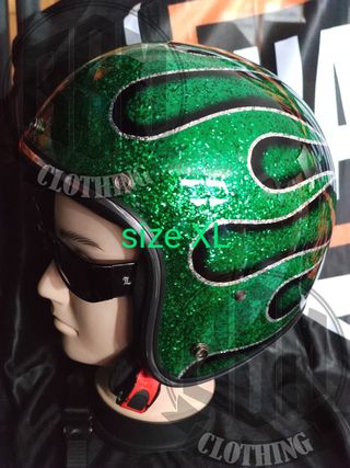 Casco flames green XL