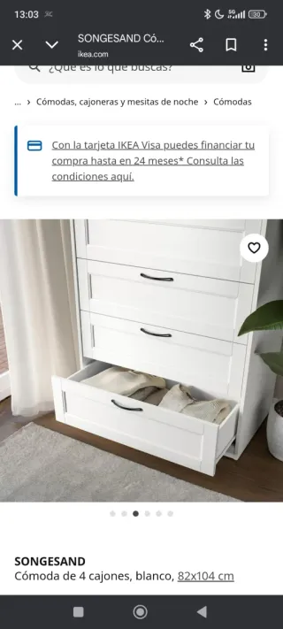Cómoda SONGESAND Ikea 6 cajones