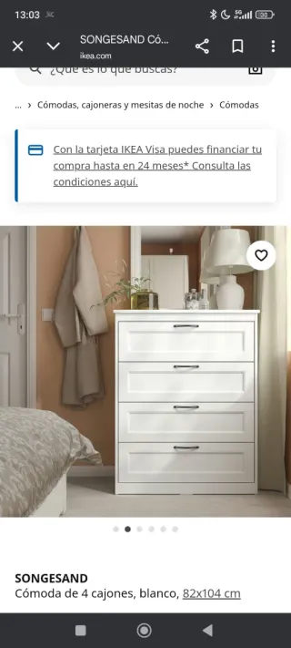 Cómoda SONGESAND Ikea 6 cajones