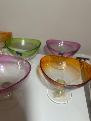 Set 6 Coppe Gelato Vetro Colorate