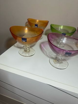 Set 6 Coppe Gelato Vetro Colorate