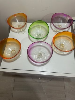 Set 6 Coppe Gelato Vetro Colorate