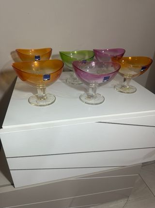 Set 6 Coppe Gelato Vetro Colorate