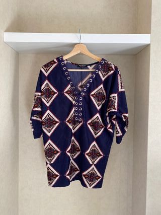 Camiseta Morgan azul estampada talla XS