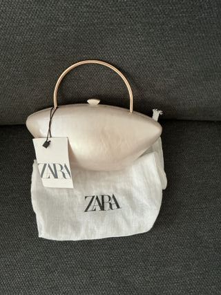 Bolso fiesta Zara dorado y blanco