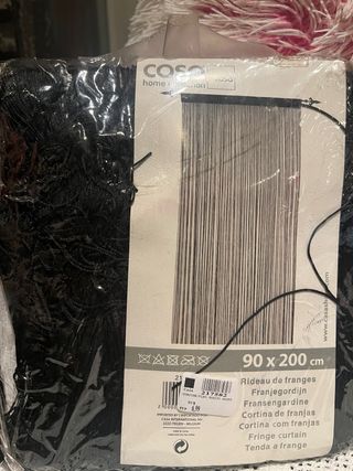 Cortina de Hilo Negra Transparente Nueva