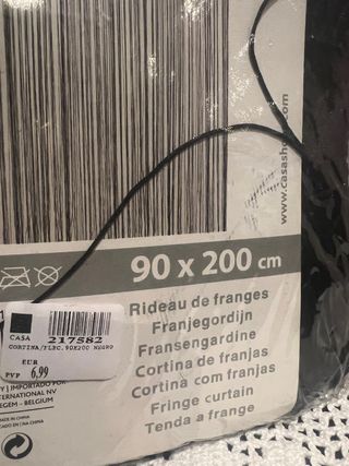 Cortina de Hilo Negra Transparente Nueva