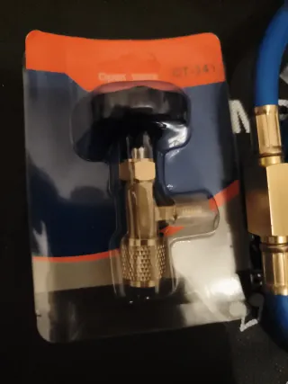 Manómetro A/C con manguera y adaptador y válvulas