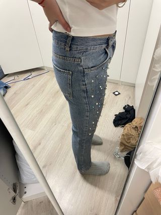 Vaqueros Calzedonia con Perlas y Diamantes