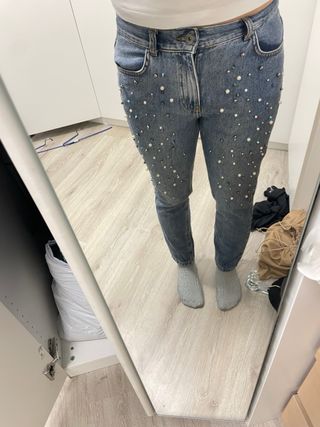 Vaqueros Calzedonia con Perlas y Diamantes