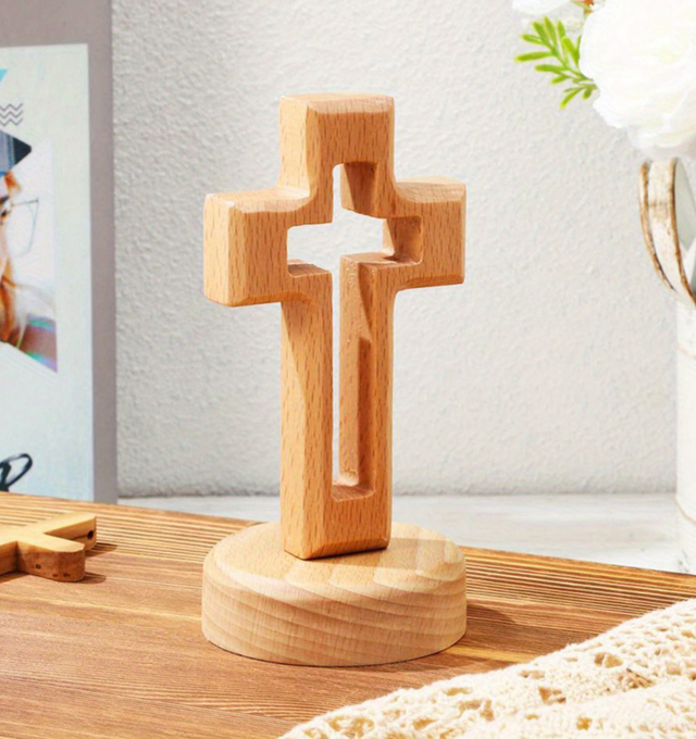 12CM CRUZ DE MADERA PARA REZO CON BASE DE 7×12CM