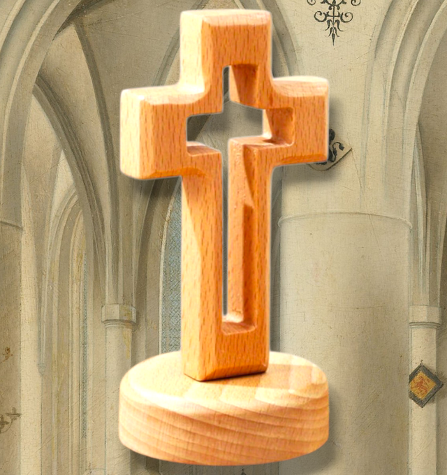 12CM CRUZ DE MADERA PARA REZO CON BASE DE 7×12CM