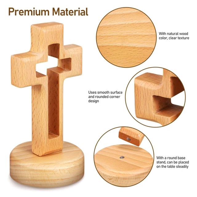 12CM CRUZ DE MADERA PARA REZO CON BASE DE 7×12CM