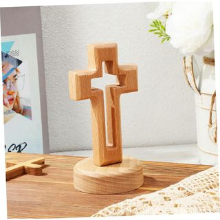 12CM CRUZ DE MADERA PARA REZO CON BASE DE 7×12CM