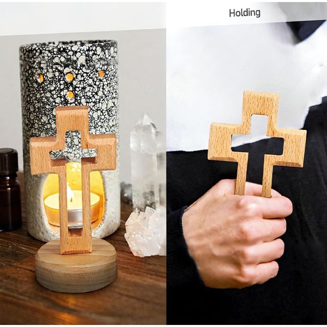 12CM CRUZ DE MADERA PARA REZO CON BASE DE 7×12CM