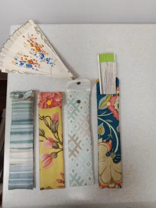 Funda abanico tela hecha a mano