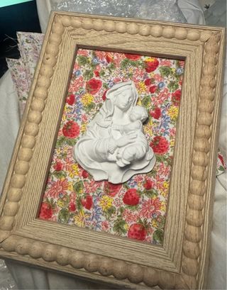 Cuadro Virgen Familia Flores Liberty